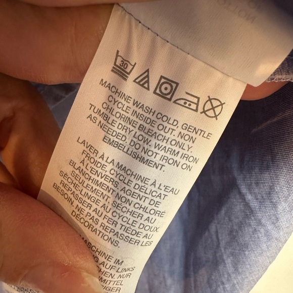 J. Crew Periwinkle Blue Button-Up Shirt with Gold Sequin Stripe Accents Size 6 S - Picture 11 of 13